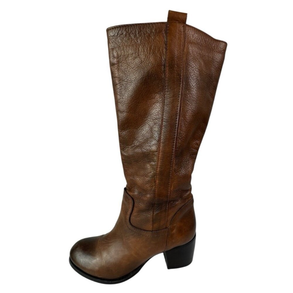 Made in Italy Women's 37 US7.5 Pullon Tall Riding Boot Burnished Distressed Leat